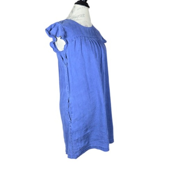 Artisan Ny Dresses & Skirts - Artisan NY Blue Linen Dress S Summer Flutter Sleeve Mini Dress with Pockets
